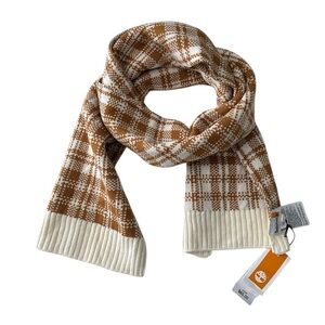 Timberland NWT Buffalo Plaid Scarf Cream Caramel Retro Cozy Winter Wrap O/S